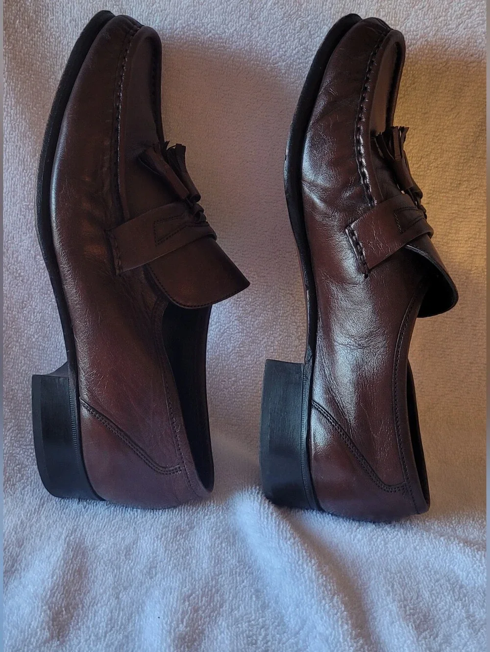 Vintage Florsheim Men's Brown Leather Tassel Loafers Slip-On 8D Excellent
